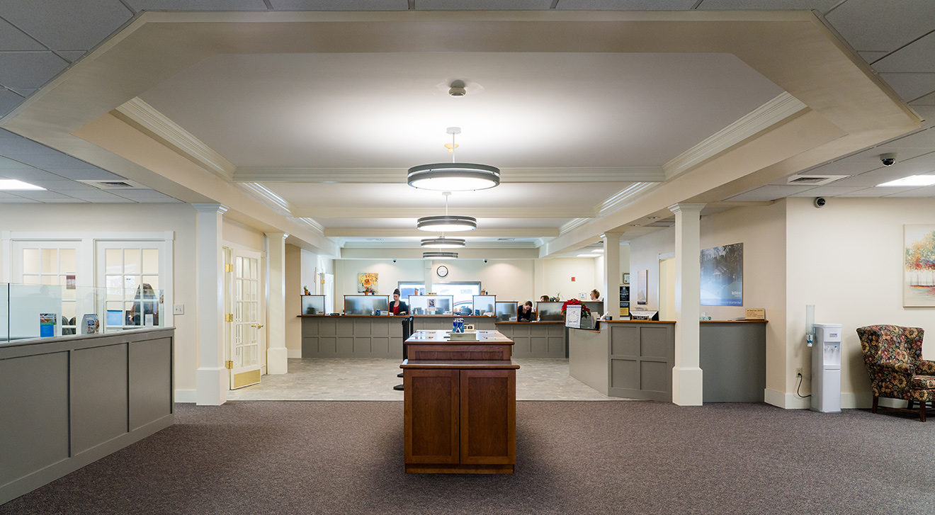 Brattleboro Savings & Loan – Main Street, Brattleboro - built by southern Vermonts leading commercial construction firm GPI Construction Inc - inside view